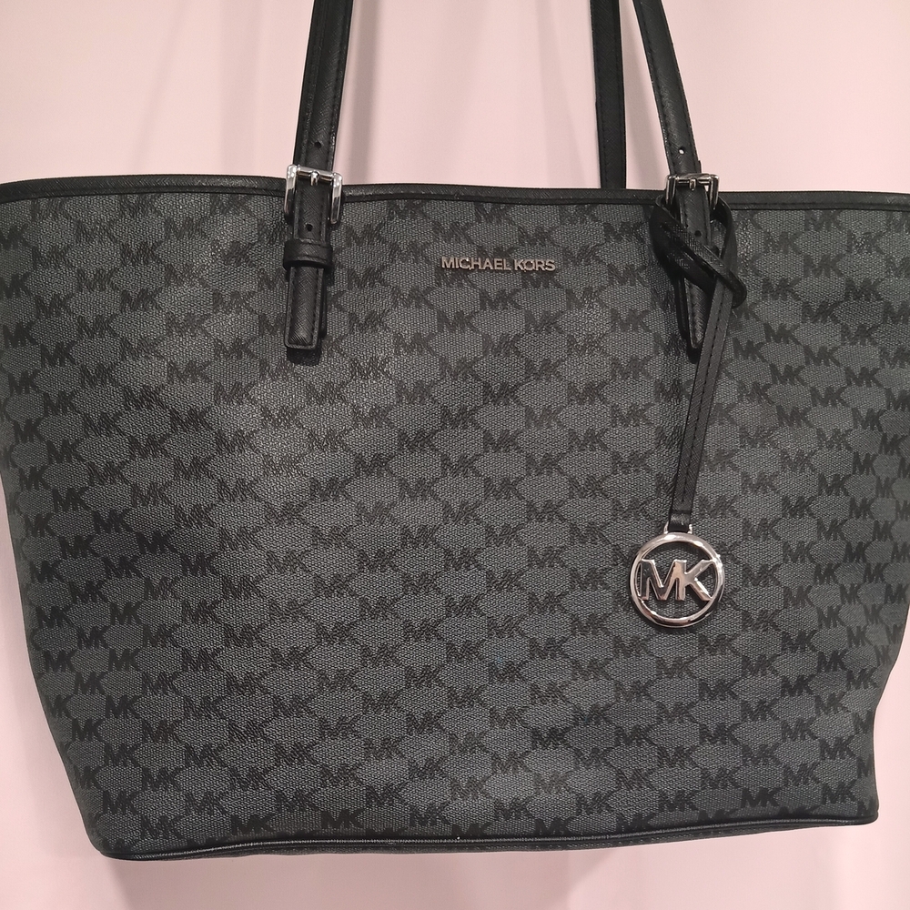 Michael Kors Black and Gray Signature Tote